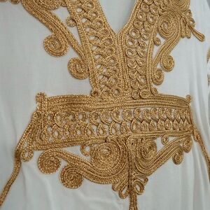 White Kaftan with Gold Embroidery